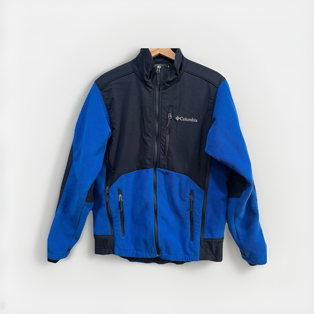 Columbia Jacket Mens M Blue Black Fleece Omni-Shield Interchange Full Zip‎